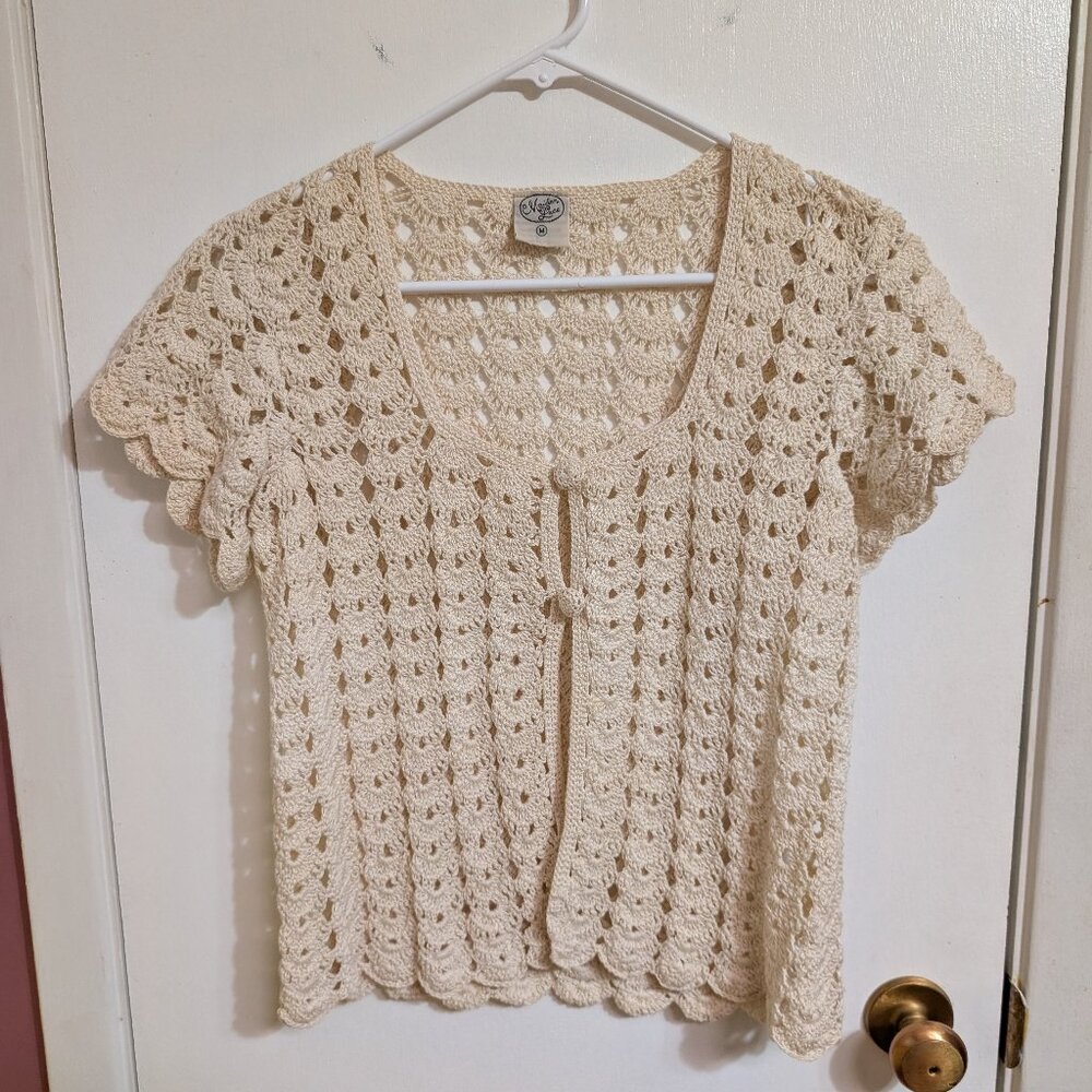 Gorgeous crochet cream sweater